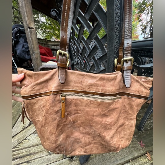 CAVALCANTI Leather Brown Fringe Boho Made in Italy Shoulder Bag - Picture 2 of 16